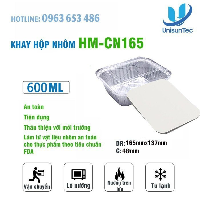 Khay nhôm có nắp 600ml