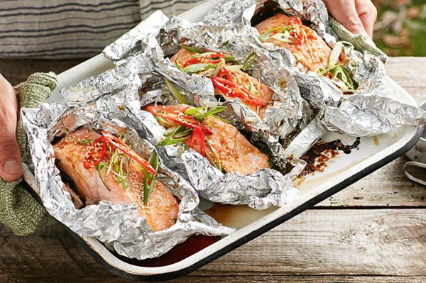 nướng giấy bạc trên bếp hồng ngoại 