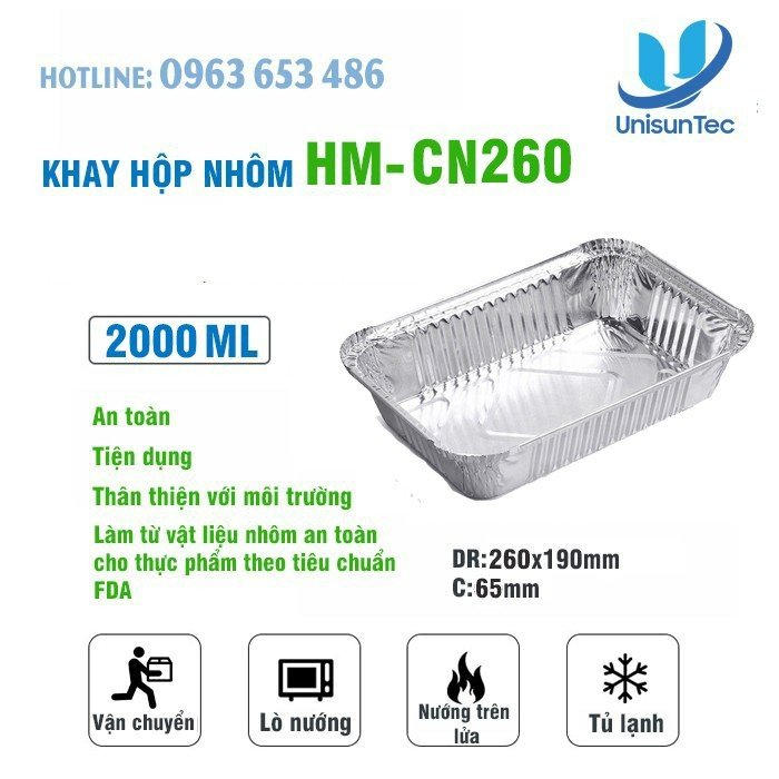 Khay nhôm 2000ml